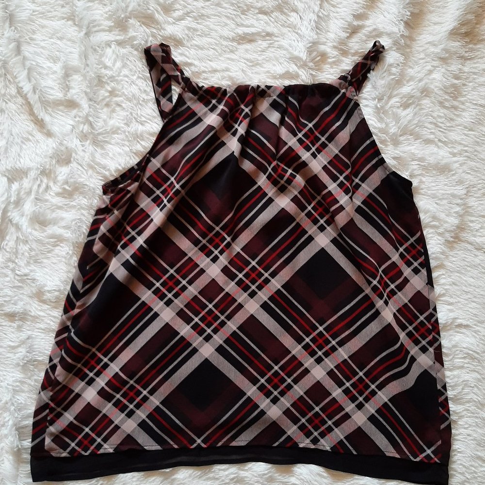 New York & Company Plaid Top (Size Small) - Picture 2 of 7